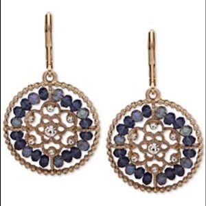 Lorna & Lilly Gold-Tone Crystal & Bead Openwork Drop Earrings